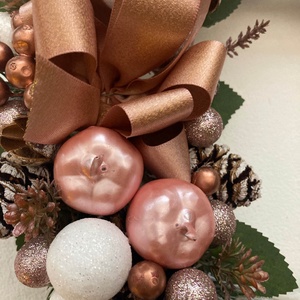 Karácsonyi ajtódísz rosegold - karácsony - karácsonyi lakásdekoráció - karácsonyi ajtódíszek - Meska.hu