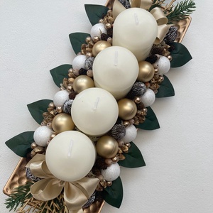 Adventi asztaldísz óarany - karácsony - adventi díszek - adventi koszorú - Meska.hu