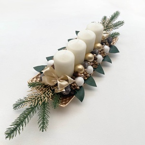 Adventi asztaldísz óarany - karácsony - adventi díszek - adventi koszorú - Meska.hu