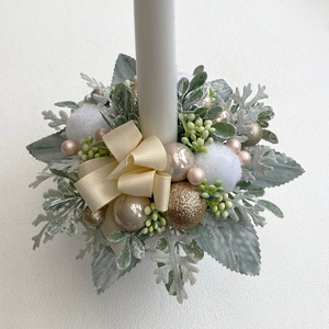 Gyertyás karácsonyi asztaldísz arany hamvas - karácsony - karácsonyi lakásdekoráció - karácsonyi lakásdíszek - Meska.hu