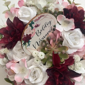 Névnapi virágdoboz bordó rózsaszín - otthon & életmód - dekoráció - virágdísz és tartó - virágbox, virágdoboz - Meska.hu