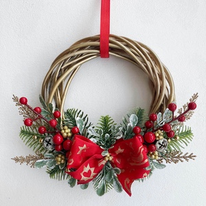 Karácsonyi ajtódísz piros arany - Meska.hu