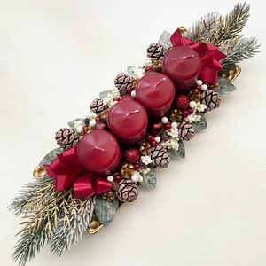 Adventi asztaldísz bordó - Meska.hu