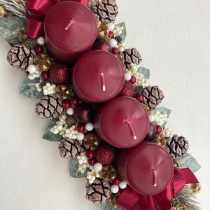 Adventi asztaldísz bordó - karácsony - adventi díszek - adventi koszorú - Meska.hu