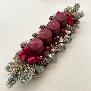 Adventi asztaldísz bordó - karácsony - adventi díszek - adventi koszorú - Meska.hu
