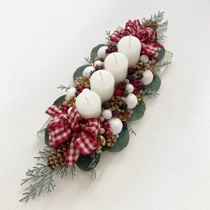 Adventi asztaldísz kockás masnival - Meska.hu