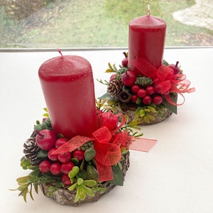 2db-os karácsonyi asztaldísz csomag piros - Meska.hu