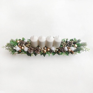 Nagy adventi asztaldísz óarany hosszúkás - karácsony - adventi díszek - adventi koszorú - Meska.hu