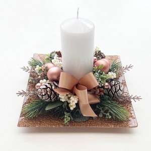 Rose gold karácsonyi asztaldísz gyertyás - karácsony - adventi díszek - adventi asztaldísz - Meska.hu