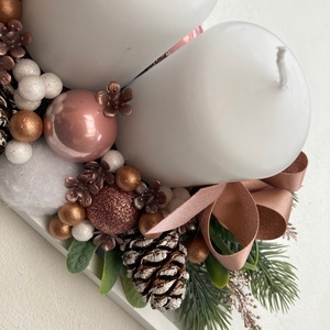 Adventi asztaldísz rose gold - karácsony - adventi díszek - adventi koszorú - Meska.hu