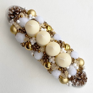 Adventi asztaldísz arany krém - karácsony - adventi díszek - adventi koszorú - Meska.hu