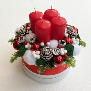 Adventi doboz piros gyertyákkal - Meska.hu