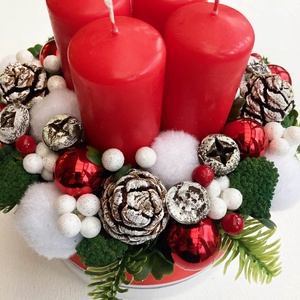 Adventi doboz piros gyertyákkal - karácsony - adventi díszek - adventi koszorú - Meska.hu