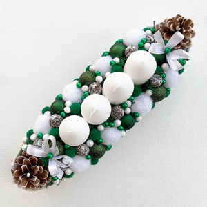 Adventi asztaldísz zöld fehér - Meska.hu