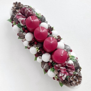 Adventi asztaldísz bordó fehér - Meska.hu