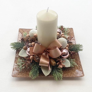Rose gold karácsonyi asztaldísz gyertyás - karácsony - adventi díszek - adventi asztaldísz - Meska.hu