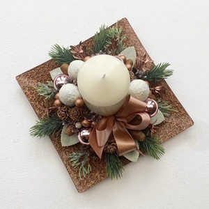Rose gold karácsonyi asztaldísz gyertyás - karácsony - adventi díszek - adventi asztaldísz - Meska.hu