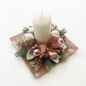 Rose gold karácsonyi asztaldísz gyertyás - karácsony - adventi díszek - adventi asztaldísz - Meska.hu