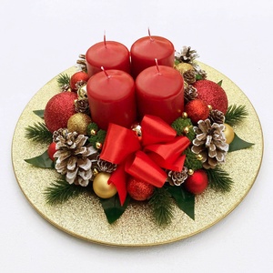 Adventi asztaldísz piros arany, Karácsony, Adventi díszek, Adventi koszorú, Virágkötés, MESKA