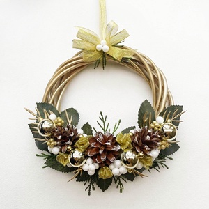 Karácsonyi ajtódísz arany, Karácsony, Adventi díszek, Adventi ajtódísz, Virágkötés, MESKA