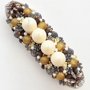 Adventi asztaldísz arany krém - karácsony - adventi díszek - adventi koszorú - Meska.hu