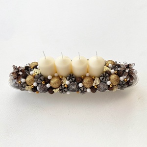 Adventi asztaldísz arany krém - karácsony - adventi díszek - adventi koszorú - Meska.hu