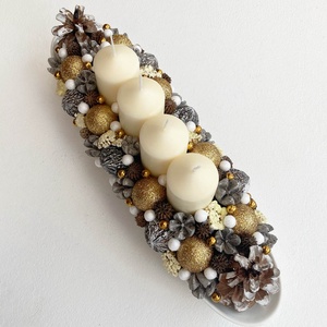 Adventi asztaldísz arany krém - Meska.hu