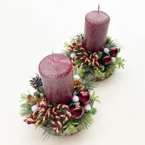 2db-os karácsonyi asztaldísz csomag bordó - karácsony - karácsonyi lakásdekoráció - karácsonyi lakásdíszek - Meska.hu