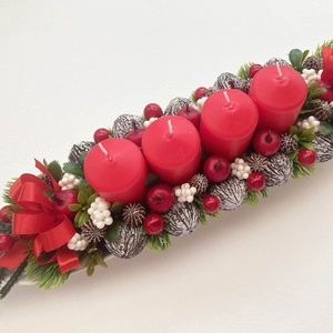Adventi asztaldísz piros bogyós - karácsony - adventi díszek - adventi koszorú - Meska.hu