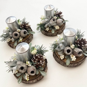 4db-os karácsonyi asztaldísz csomag ezüst - karácsony - karácsonyi lakásdekoráció - karácsonyi lakásdíszek - Meska.hu