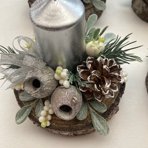 4db-os karácsonyi asztaldísz csomag ezüst - karácsony - karácsonyi lakásdekoráció - karácsonyi lakásdíszek - Meska.hu