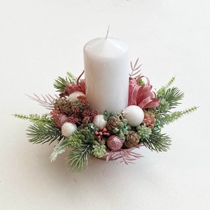 Karácsonyi asztaldísz rózsaszín  - Meska.hu