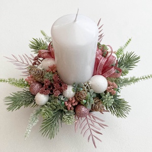 Karácsonyi asztaldísz rózsaszín  - Meska.hu