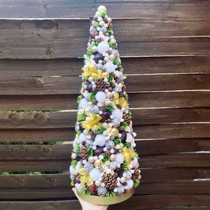 Midi karácsonyfa (grincsfa) arany - karácsony - karácsonyi lakásdekoráció - karácsonyfa, grincsfa - Meska.hu