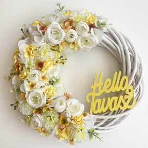 Tavaszi ajtódísz sárga, Otthon & Életmód, Dekoráció, Ajtó- és ablak dekoráció, Ajtódísz & Kopogtató, Virágkötés, MESKA