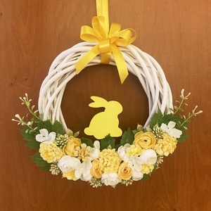Húsvéti ajtódísz sárga - ünnepi díszek, dekorációk - húsvéti díszek és dekorációk - húsvéti ajtódísz, kopogtató - Meska.hu