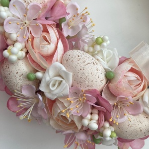 Húsvéti ajtódísz púder rózsaszín - ünnepi díszek, dekorációk - húsvéti díszek és dekorációk - húsvéti ajtódísz, kopogtató - Meska.hu