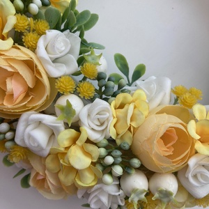 Tavaszi ajtódísz sárga fehér  - otthon & életmód - dekoráció - ajtó- és ablak dekoráció - ajtódísz & kopogtató - Meska.hu