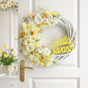 Tavaszi ajtódísz sárga, Otthon & Életmód, Dekoráció, Ajtó- és ablak dekoráció, Ajtódísz & Kopogtató, Virágkötés, MESKA