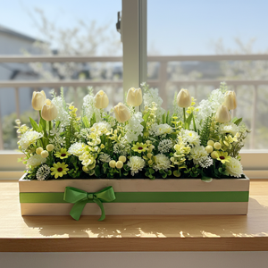 Nagy tavaszi virágláda asztaldísz, Otthon & Életmód, Dekoráció, Asztal és polc dekoráció, Asztaldísz, Virágkötés, MESKA