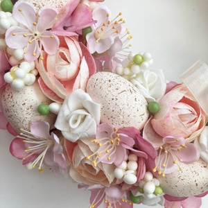 Húsvéti ajtódísz púder rózsaszín - ünnepi díszek, dekorációk - húsvéti díszek és dekorációk - húsvéti ajtódísz, kopogtató - Meska.hu