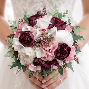 Menyasszonyi csokor rózsaszín bordó - Meska.hu