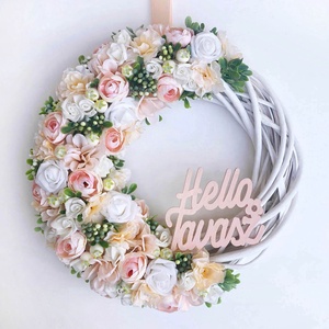 Tavaszi ajtódísz púder rózsaszín - Meska.hu