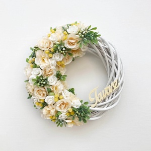 Tavaszi ajtódísz krém sárga - Meska.hu