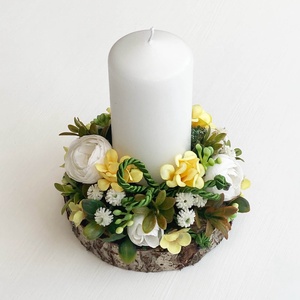 Tavaszi asztaldísz gyertyás - ünnepi díszek, dekorációk - húsvéti díszek és dekorációk - húsvéti asztaldíszek - Meska.hu