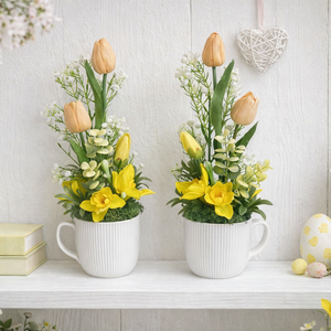 2db-os bögrés tavaszi asztaldísz csomag , Otthon & Életmód, Dekoráció, Asztal és polc dekoráció, Asztaldísz, Virágkötés, MESKA
