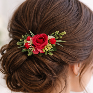Menyasszonyi fésűs hajdísz piros - Meska.hu