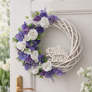 Lila Hello tavasz ajtódísz koszorú - Meska.hu