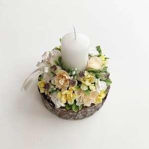 Tavaszi asztaldísz gyertyás barack - ünnepi díszek, dekorációk - húsvéti díszek és dekorációk - húsvéti asztaldíszek - Meska.hu