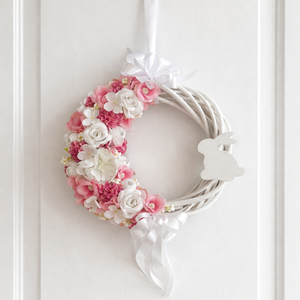 Húsvéti ajtódísz pink - ünnepi díszek, dekorációk - húsvéti díszek és dekorációk - húsvéti ajtódísz, kopogtató - Meska.hu